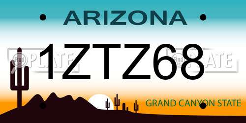 1ZTZ68 Arizona License Plate
