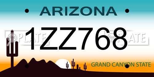 1ZZ768 Arizona License Plate