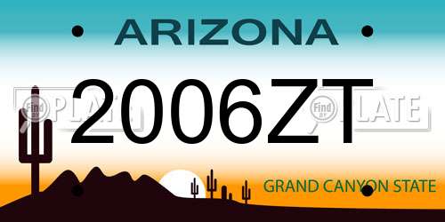 2006ZT Arizona License Plate