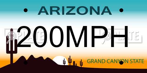 200MPH Arizona License Plate
