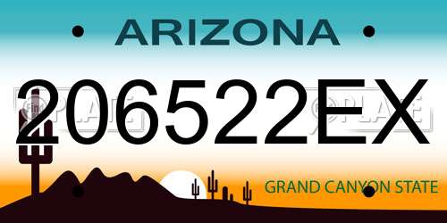 206522EX Arizona License Plate