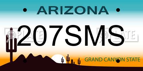207SMS Arizona License Plate