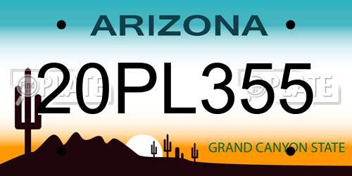 20PL355 Arizona License Plate