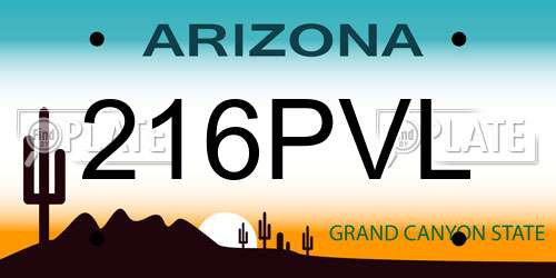 216PVL Arizona License Plate