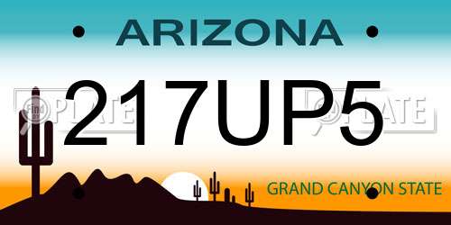217UP5 Arizona License Plate