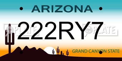 222RY7 Arizona License Plate