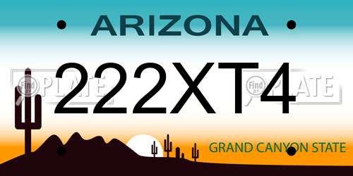 222XT4 Arizona License Plate