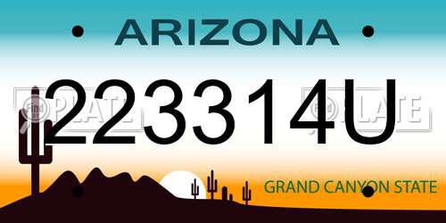 223314U Arizona License Plate