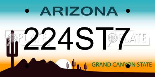 224ST7 Arizona License Plate