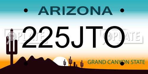 225JTO Arizona License Plate