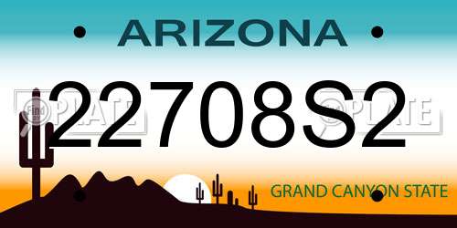 22708S2 Arizona License Plate
