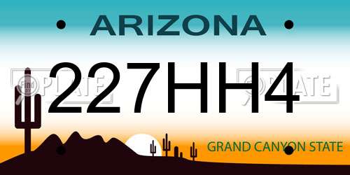 227HH4 Arizona License Plate