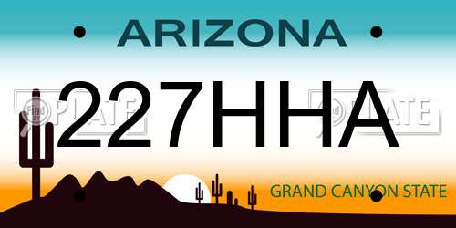 227HHA Arizona License Plate