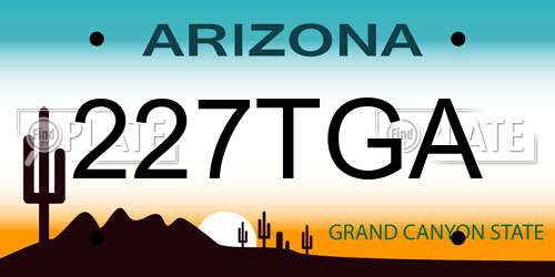 227TGA Arizona License Plate