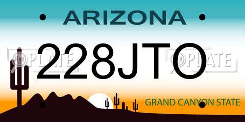 228JTO Arizona License Plate