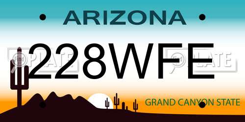 228WFE Arizona License Plate