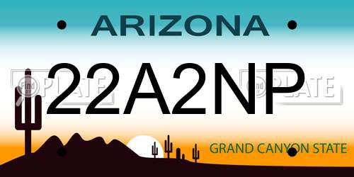 22A2NP Arizona License Plate