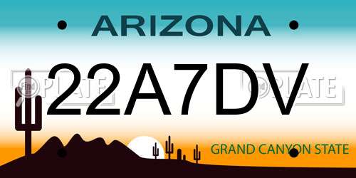 22A7DV Arizona License Plate