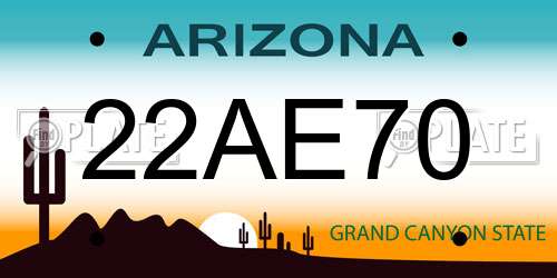 22AE70 Arizona License Plate