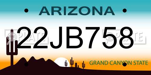 22JB758 Arizona License Plate