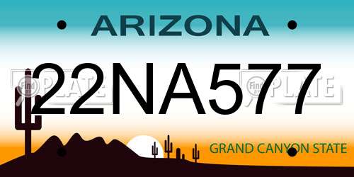 22NA577 Arizona License Plate