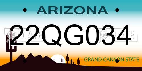22QG034 Arizona License Plate