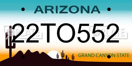 22TO552 Arizona License Plate