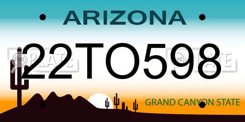 22TO598 Arizona License Plate