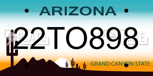 22TO898 Arizona License Plate