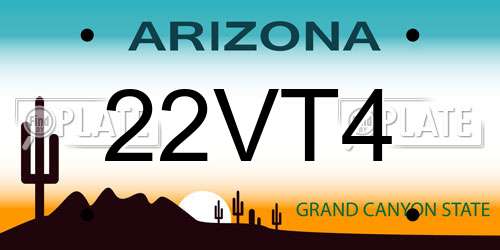 22VT4 Arizona License Plate