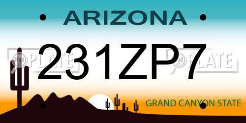 231ZP7 Arizona License Plate