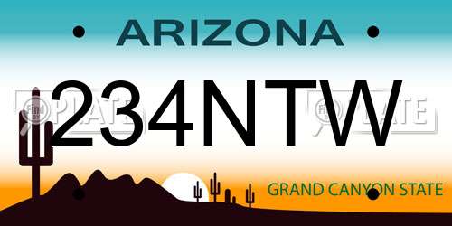 234NTW Arizona License Plate