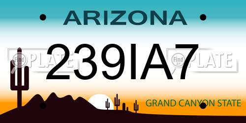 239IA7 Arizona License Plate