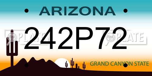 242P72 Arizona License Plate