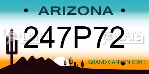 247P72 Arizona License Plate