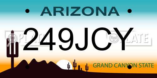 249JCY Arizona License Plate