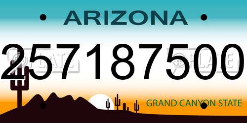257187500 Arizona License Plate
