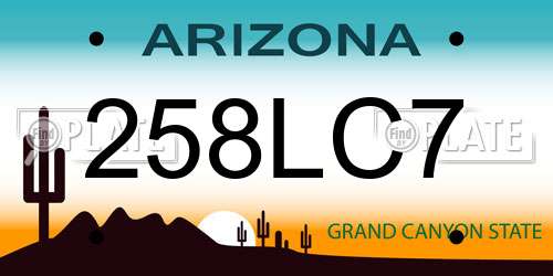 258LC7 Arizona License Plate