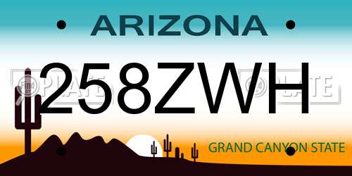 258ZWH Arizona License Plate
