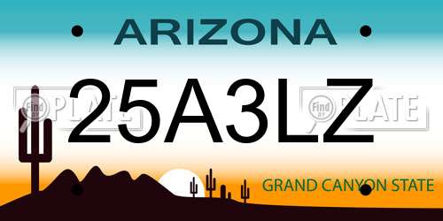 25A3LZ Arizona License Plate