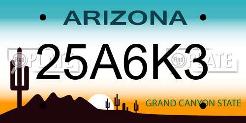 25A6K3 Arizona License Plate