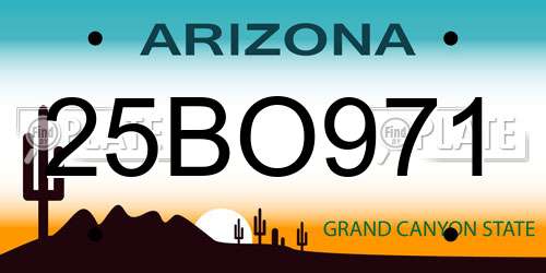 25BO971 Arizona License Plate