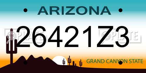 26421Z3 Arizona License Plate