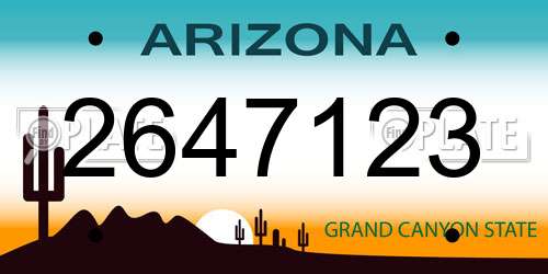 2647123 Arizona License Plate