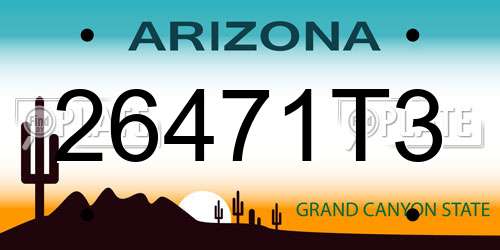 26471T3 Arizona License Plate