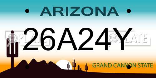 26A24Y Arizona License Plate