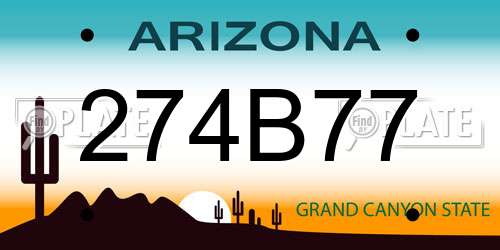 274B77 Arizona License Plate