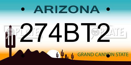 274BT2 Arizona License Plate
