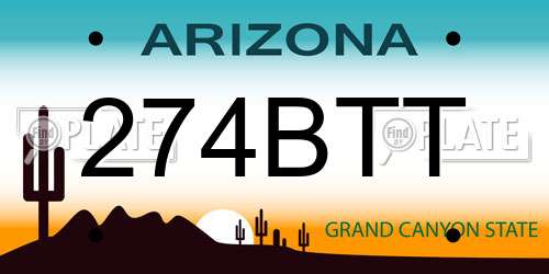 274BTT Arizona License Plate