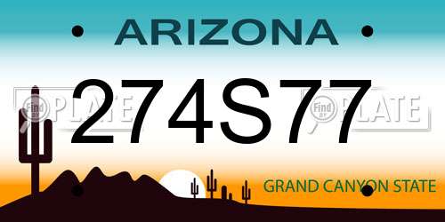 274S77 Arizona License Plate